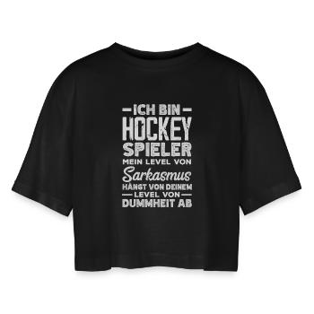 Lustiges Hockey Hockeyspieler Geschenk - Frauen Oversized Cropped T-Shirt - Schwarz - Vorne - AI Model Female 172 light (172cm)
