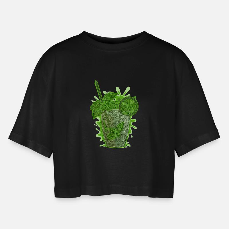 Labyrinthine Mojito - Women’s Oversized Cropped T-Shirt - black