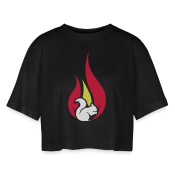 summer squirrel - Frauen Oversized Cropped T-Shirt - Schwarz - Vorne - AI Model Female 172 light (172cm)