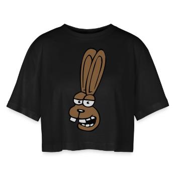 Lapin Lapin Lapin Dessin Animé Dents De Lapin Idiot - T-shirt court oversize Femme - noir - Devant - AI Model Female 172 light (172cm)
