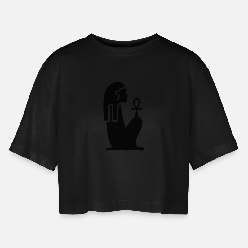 Ankh - Women’s Oversized Cropped T-Shirt - black