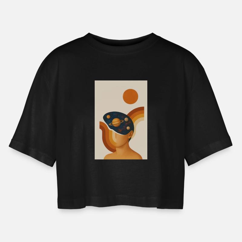 Abstract Genius - Women’s Oversized Cropped T-Shirt - black