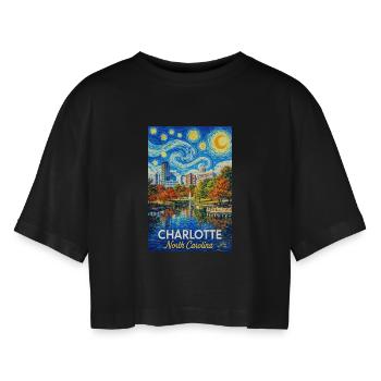 Charlotte, North Carolina - Frauen Oversized Cropped T-Shirt - Schwarz - Vorne - AI Model Female 172 light (172cm)