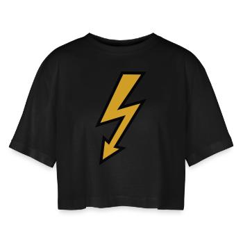 Flash - Women’s Oversized Cropped T-Shirt - black - Front - AI Model Female 172 light (172cm)