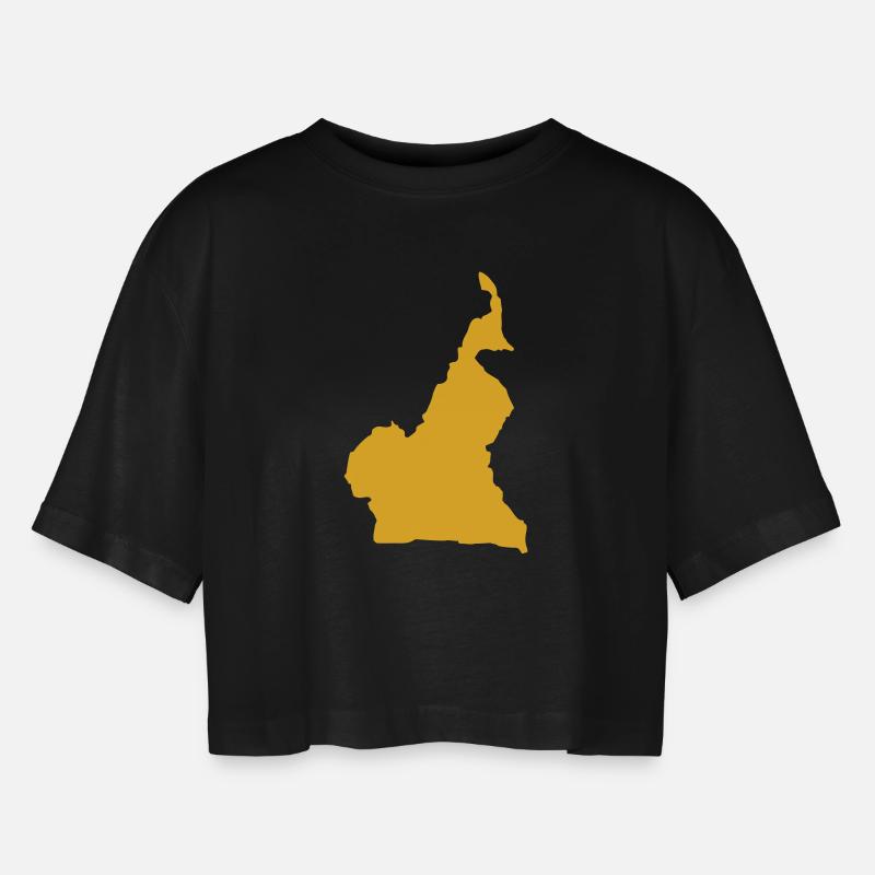 Cameroon - Women’s Oversized Cropped T-Shirt - black
