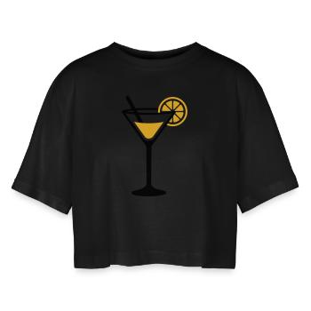 Cocktail - Women’s Oversized Cropped T-Shirt - black - Front - AI Model Female 172 light (172cm)