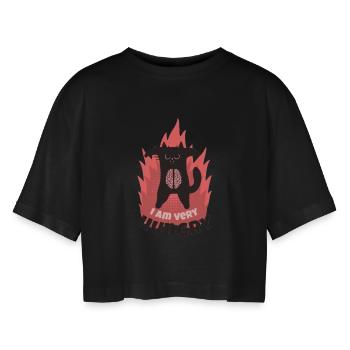 Cartoon Shirt - Women’s Oversized Cropped T-Shirt - black - Front - AI Model Female 172 light (172cm)