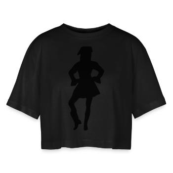 Funkenmarie - Frauen Oversized Cropped T-Shirt - Schwarz - Vorne - AI Model Female 172 light (172cm)