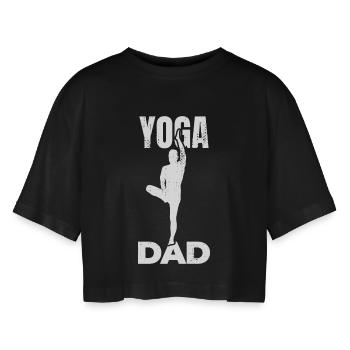 Yoga Dad - Women’s Oversized Cropped T-Shirt - black - Front - AI Model Female 172 light (172cm)