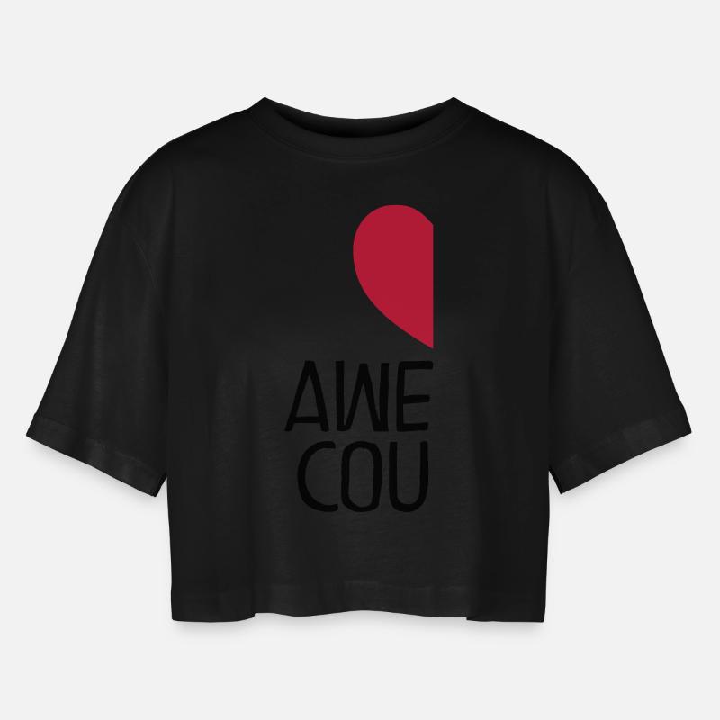 Awesome Couple. Part2 - Frauen Oversized Cropped T-Shirt - Schwarz
