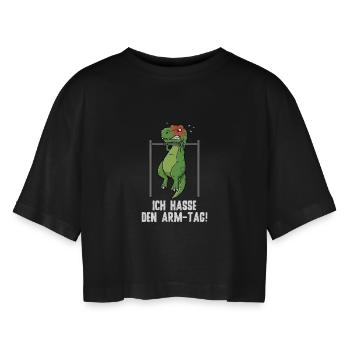 Humour de fitness des dinosaures T-Rex - Journée des biceps - T-shirt court oversize Femme - noir - Devant - AI Model Female 172 light (172cm)