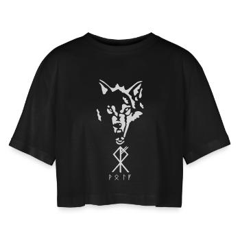 Rune viking du loup - T-shirt court oversize Femme - noir - Devant - AI Model Female 172 light (172cm)