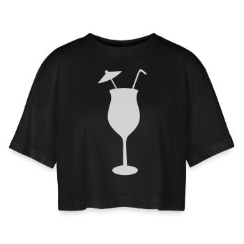 Cocktail verre - T-shirt court oversize Femme - noir - Devant - AI Model Female 172 light (172cm)