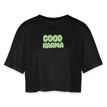 Bon Karma vert clair - T-shirt court oversize Femme - noir - Devant - AI Model Female 172 light (172cm)
