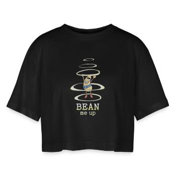 Bean Me-Up Space - Bean - Women’s Oversized Cropped T-Shirt - black - Front - AI Model Female 172 light (172cm)