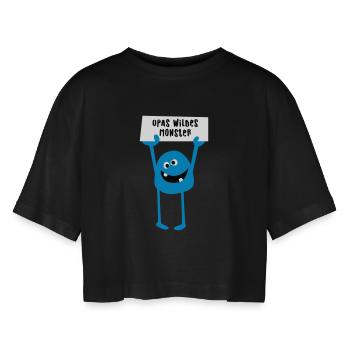 Opa Monster wild Demo Comic coole lustige Sprüche - Frauen Oversized Cropped T-Shirt - Schwarz - Vorne - AI Model Female 172 light (172cm)