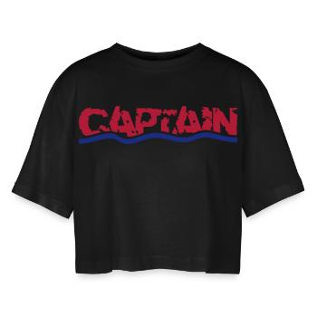 Captain - Frauen Oversized Cropped T-Shirt - Schwarz - Vorne - AI Model Female 172 light (172cm)
