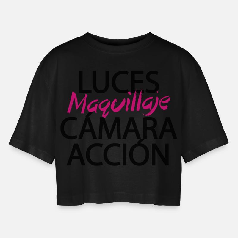 Lights Camera Action Makeup - Women’s Oversized Cropped T-Shirt - black