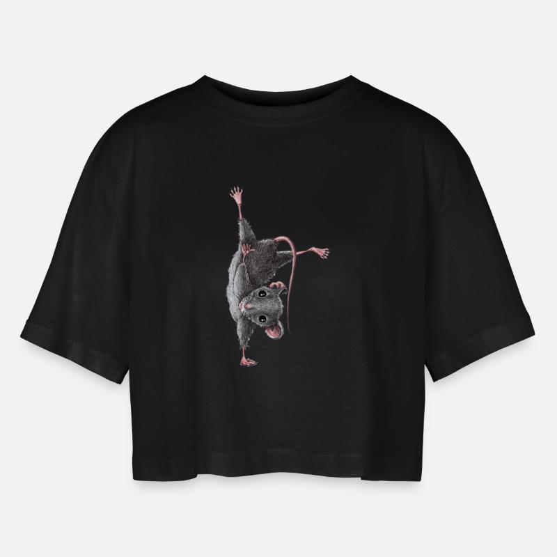 Mouse - Women’s Oversized Cropped T-Shirt - black