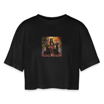 Sérénité Eternel - T-shirt court oversize Femme - noir - Devant - AI Model Female 172 light (172cm)