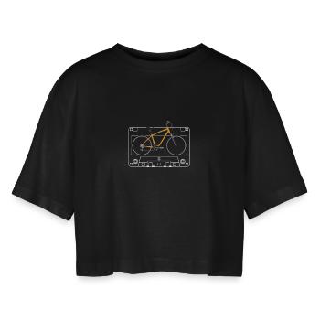 Orange Bike Line Art - Women’s Oversized Cropped T-Shirt - black - Front - AI Model Female 172 light (172cm)