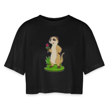 Rose de suricate - T-shirt court oversize Femme - noir - Devant - AI Model Female 172 light (172cm)