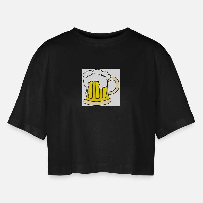 beer_mug - Women’s Oversized Cropped T-Shirt - black