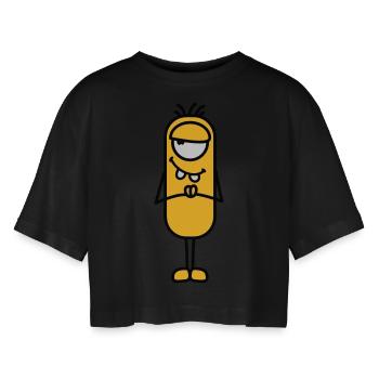 Monster - Frauen Oversized Cropped T-Shirt - Schwarz - Vorne - AI Model Female 172 light (172cm)