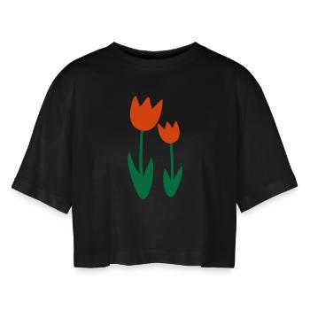 Tulpen - T-shirt court oversize Femme - noir - Devant - AI Model Female 172 light (172cm)