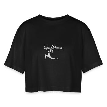 Yoga Mama - Frauen Oversized Cropped T-Shirt - Schwarz - Vorne - AI Model Female 172 light (172cm)