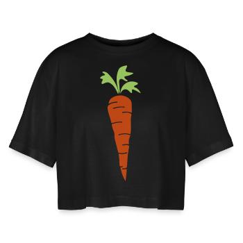 carrot - Women’s Oversized Cropped T-Shirt - black - Front - AI Model Female 172 light (172cm)