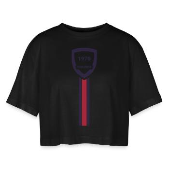 Fußballverein Toulouse - Frauen Oversized Cropped T-Shirt - Schwarz - Vorne - AI Model Female 172 light (172cm)