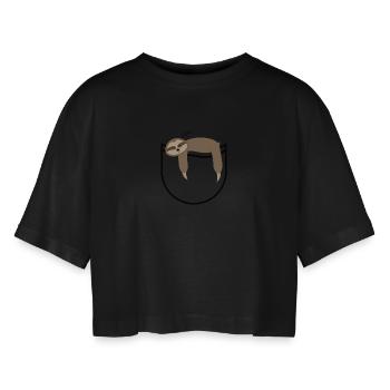 Paresseux de poche - T-shirt court oversize Femme - noir - Devant - AI Model Female 172 light (172cm)