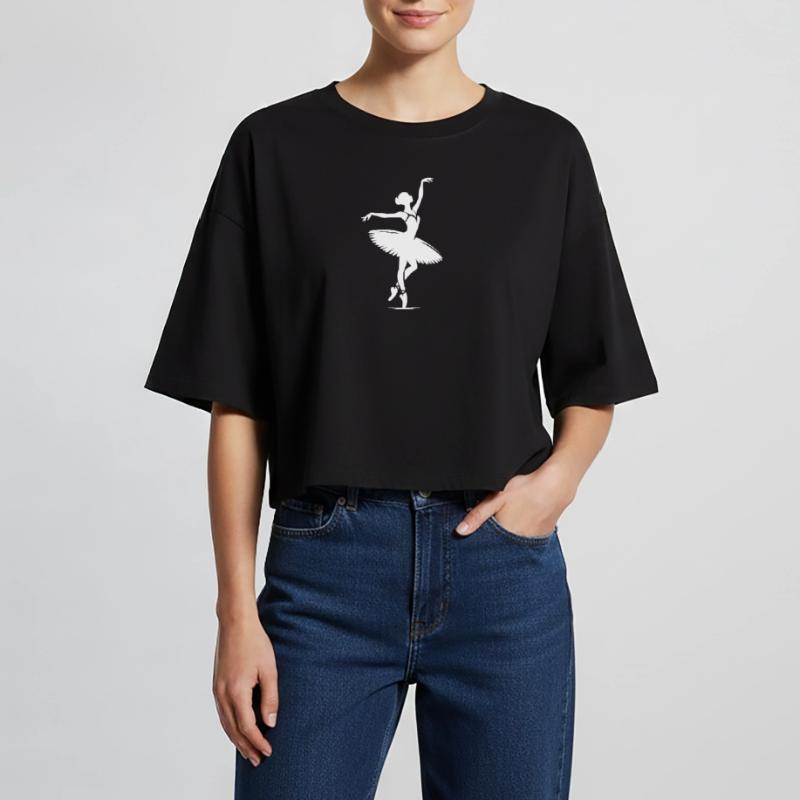 Expression and Harmony in Classical Ballet Dance Women’s Oversized Cropped T-Shirt