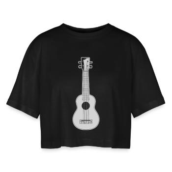 Ukulele Skizze - Frauen Oversized Cropped T-Shirt - Schwarz - Vorne - AI Model Female 172 light (172cm)