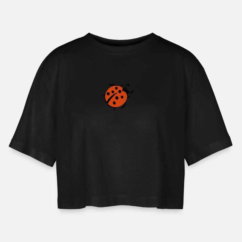 ladybug marienkaefer - Women’s Oversized Cropped T-Shirt - black