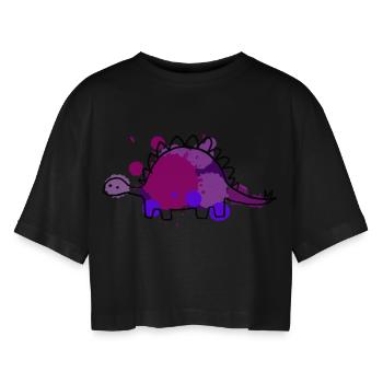 Steggo - Women’s Oversized Cropped T-Shirt - black - Front - AI Model Female 172 light (172cm)