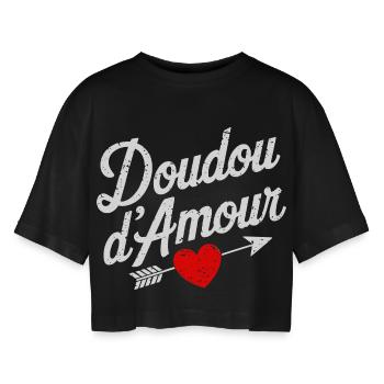 Doudou D'amour Saint valentin Couple - T-shirt court oversize Femme - noir - Devant - AI Model Female 172 light (172cm)