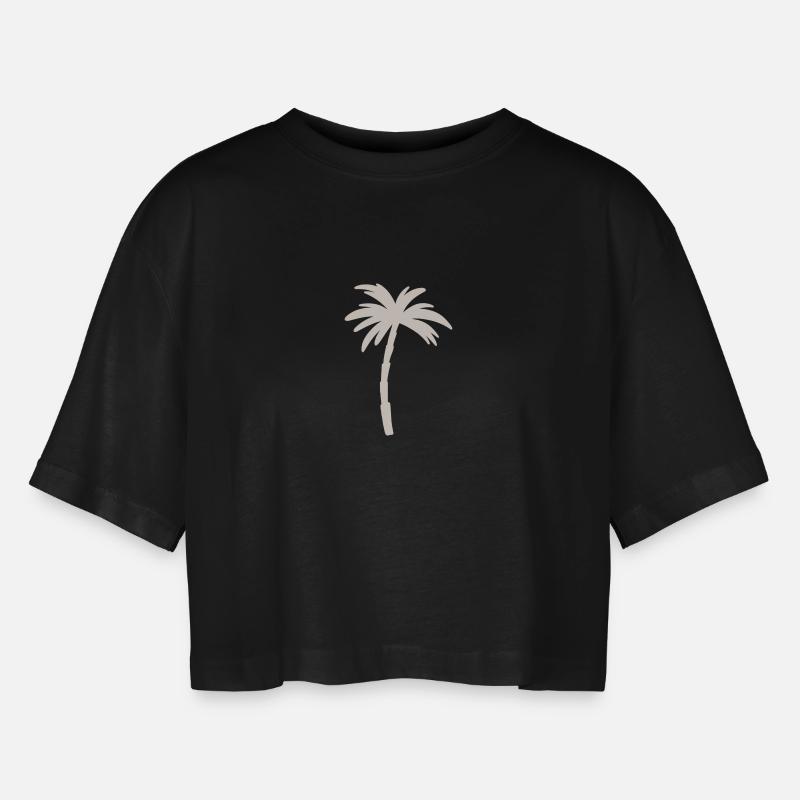 Palm tree - Women’s Oversized Cropped T-Shirt - black
