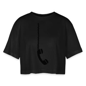 Telephone - T-shirt court oversize Femme - noir - Devant - AI Model Female 172 light (172cm)