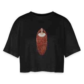 Cocon | La naissance du soi à partir de lui-même - T-shirt court oversize Femme - noir - Devant - AI Model Female 172 light (172cm)