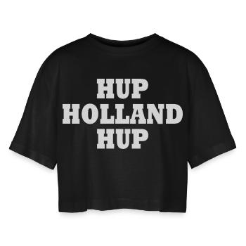 Hup holland hup - Frauen Oversized Cropped T-Shirt - Schwarz - Vorne - AI Model Female 172 light (172cm)