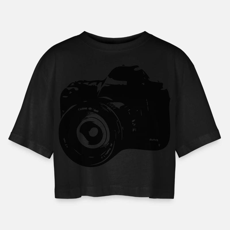 Camera - Women’s Oversized Cropped T-Shirt - black