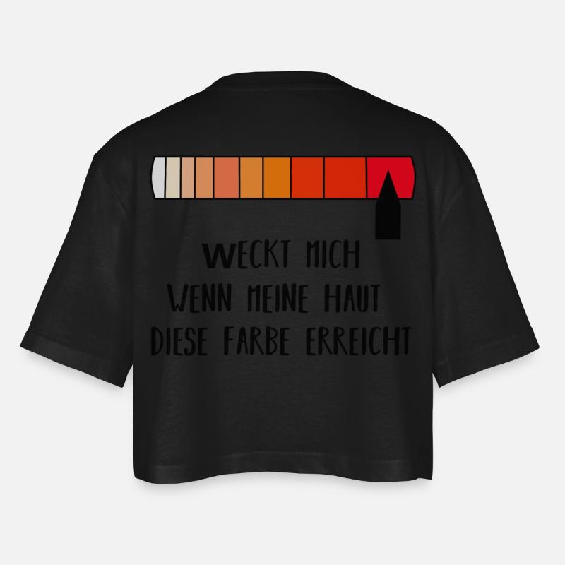 Sonnenbrand | Geschenkidee - Frauen Oversized Cropped T-Shirt - Schwarz