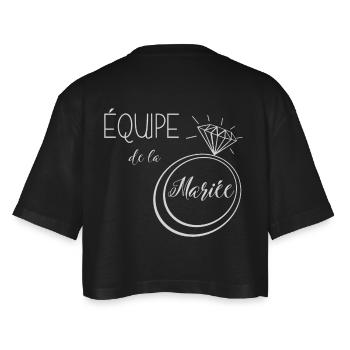 équipe de la mariée - T-shirt court oversize Femme - noir - Dos - AI Model Female 172 light (172cm)
