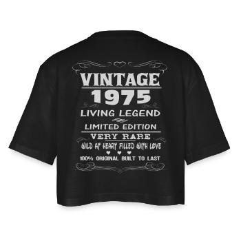 VINTAGE 1975 - Women’s Oversized Cropped T-Shirt - black - Back - AI Model Female 172 light (172cm)
