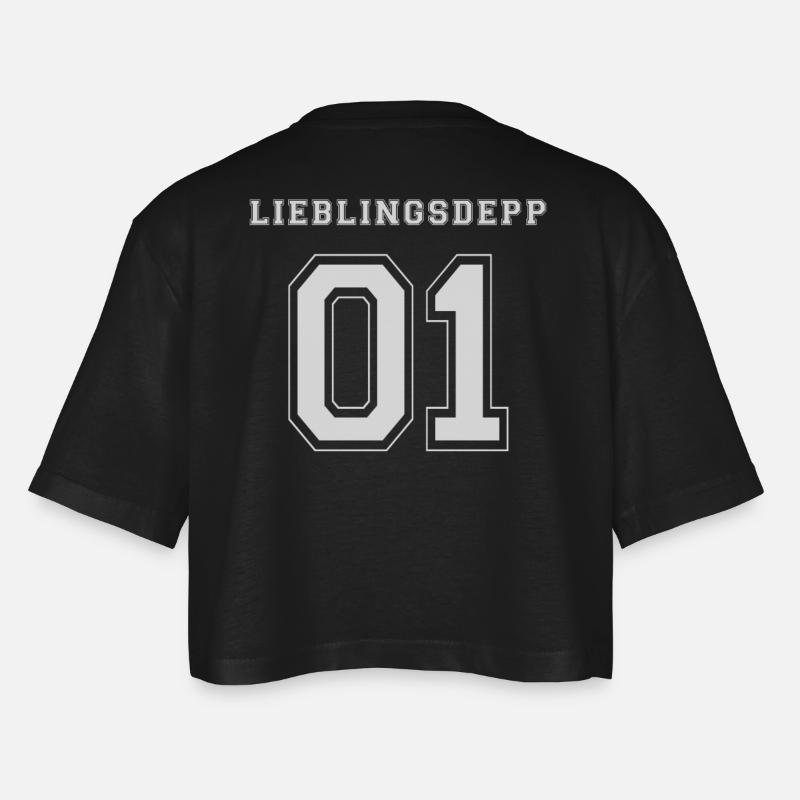LIEBLINGSDEPP 01 - WHITE EDITION - Frauen Oversized Cropped T-Shirt - Schwarz