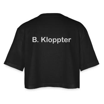 B. Kloppter - Frauen Oversized Cropped T-Shirt - Schwarz - Hinten - AI Model Female 172 light (172cm)