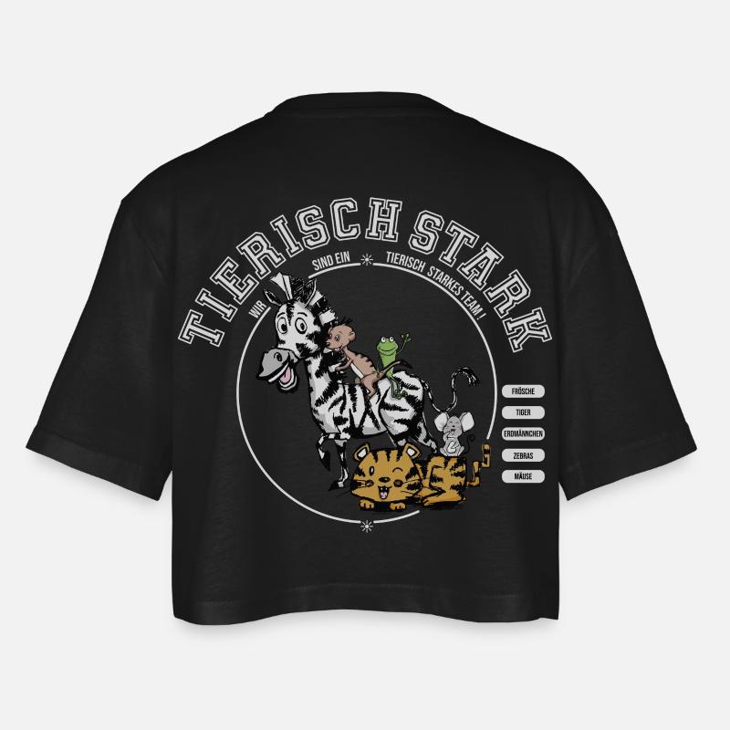 Strong as a team - Women’s Oversized Cropped T-Shirt - black