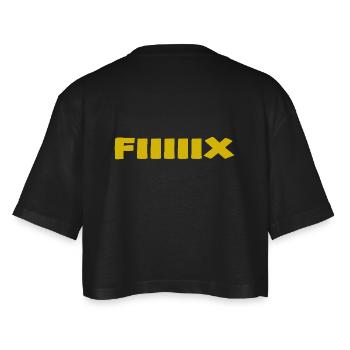 fiiiiix fix Jugendsprache teen - Frauen Oversized Cropped T-Shirt - Schwarz - Hinten - AI Model Female 172 light (172cm)